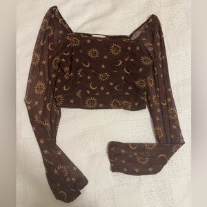 Altar'd State Brown Celestial Crop Top